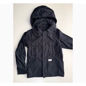 MAIDEN NOIR MFG Full Zip/Button Hooded Military Style Jacket Mens Small Blue